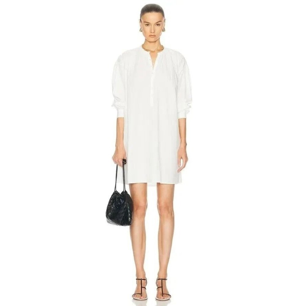 Nili Lotan Najam Short Shirt Mini Women's Dress Long Puff Sleeve Cotton M 289880
